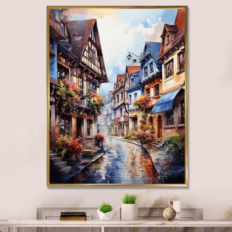 Décoration murale française pittoresque des rues de Colmar III - paysages urbains, H 44 po x l 34 po x P 1,5 po