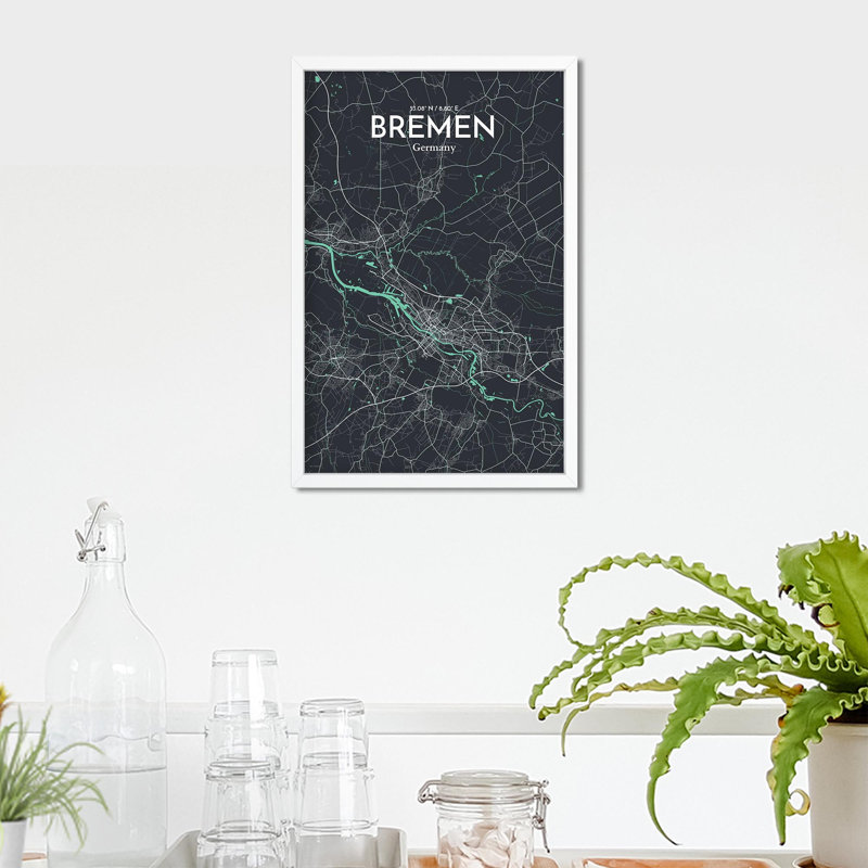 Bremen City Map, impression, H 17 po x l 11 po x P 0,05 po, Rêve