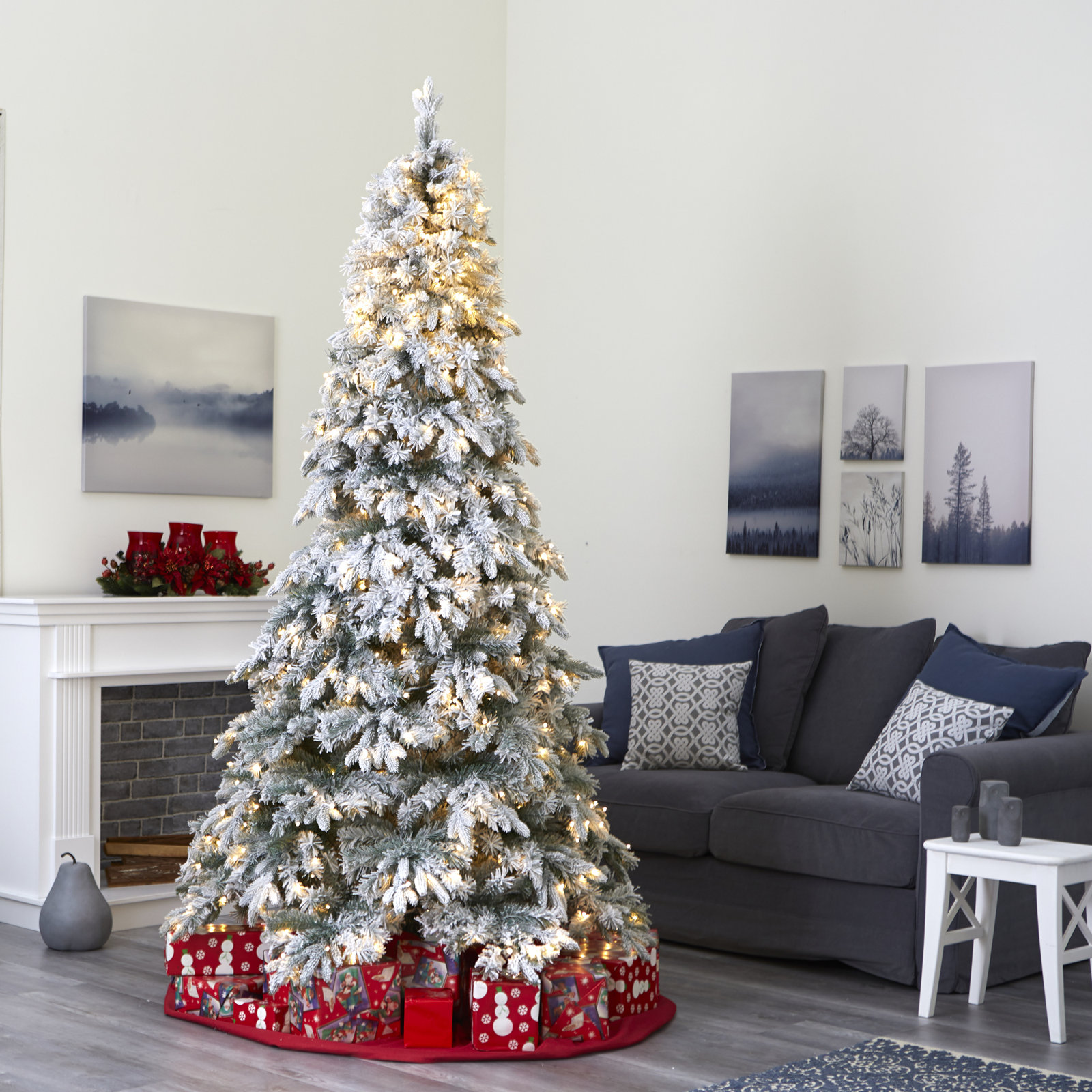Lighted Artificial Christmas Tree, 8' H