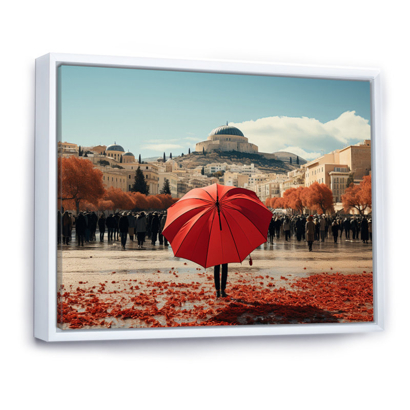 " Greece Glimpses Of Metropolis ", Cadre flottant blanc, H 12 po x l 20 po