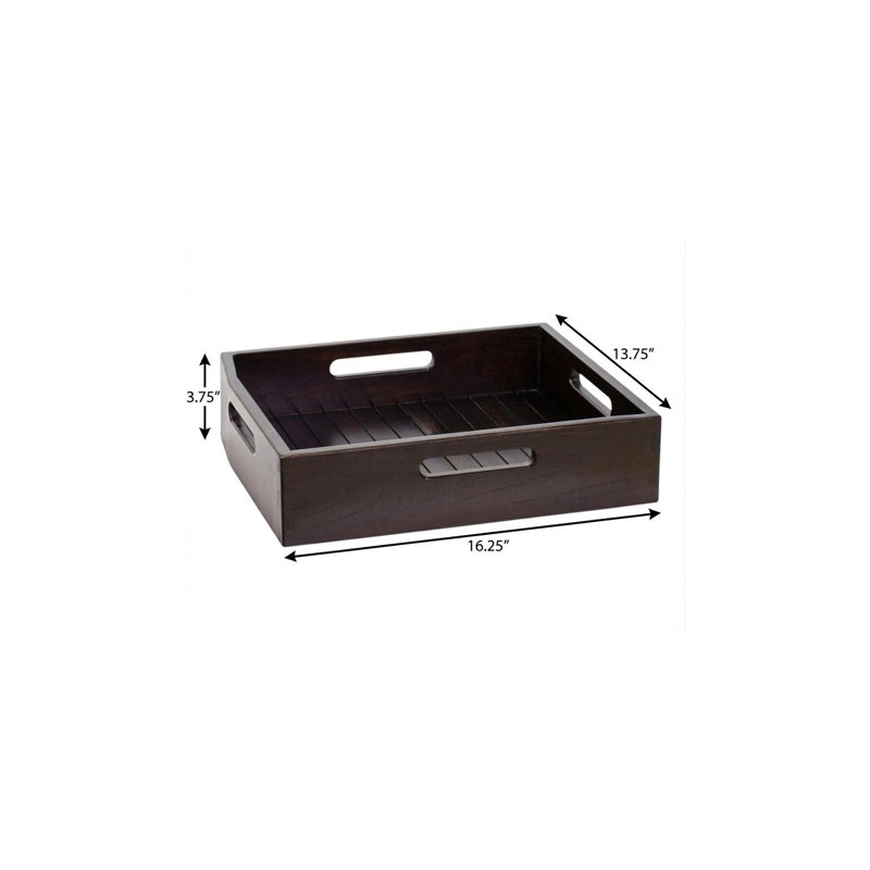 16" Black Solid Wood Organizing Box