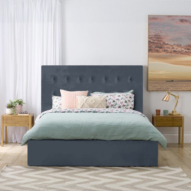 Culai Upholstered Bed, Asphalt, Kingsize (5'), 1 Bed and 1 Storage