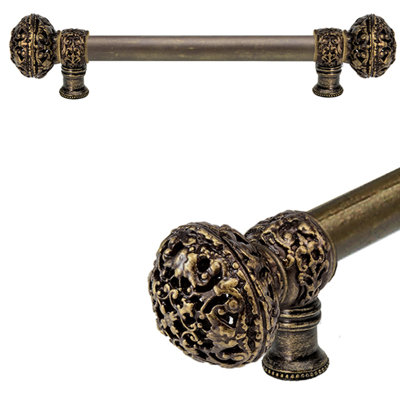Juliane Grace 18 inches c.c. with 5/8 smooth center long pull large finial in Antique Brass