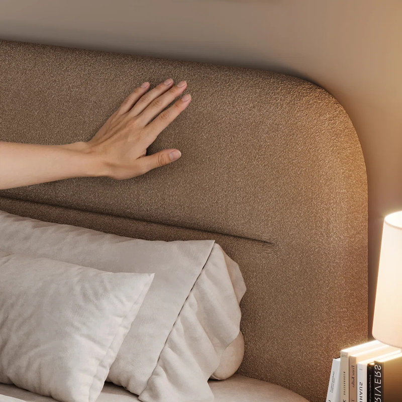 Ensemble de lit plateforme tapissier avec 2 tables de chevet fermées Boucle - Ensemble de chambre à coucher 3 pièces