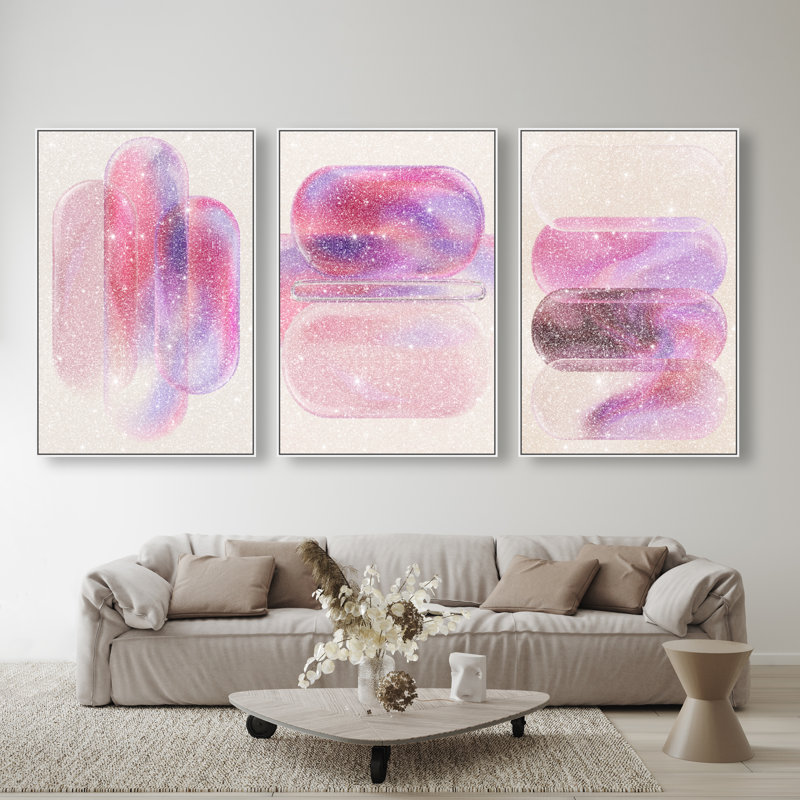 Rose Topaz Set Set by Oliver Gal, 31"H x 21"W, White Floater Frame