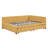 Full Size Upholstered Daybed Sofa Bed Frame with 2 Storage Drawers, No Box Spring Needed, Linen Fabric, Wood Slats(Yellow)-1260622805