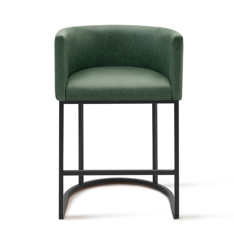 Tabouret de bar rembourré en similicuir, Vert antique