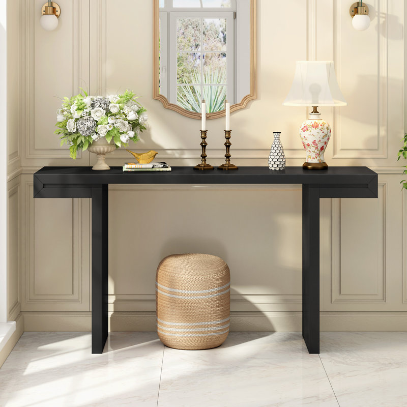 Grande console U-Style de 60 pouces aux lignes géométriques épurées, Noir