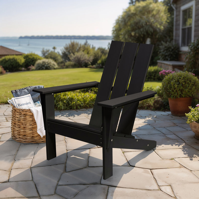 LuXeo Arcadia HDPE Outdoor Adirondack Chair, Single, Black