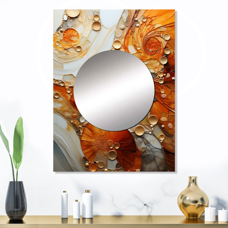 Howlend Encaustic Spirals I - miroir mural abstrait en spirale, miroir décoratif moderne, impression d'art en métal
