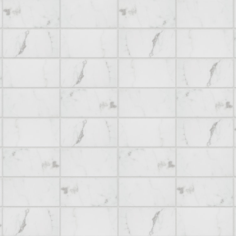 Classico Carrara 3" x 6" Ceramic MarbleLook Subway Tile