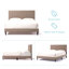 Structure de lit plateforme tapissier gris, tête de lit à profil capitonné, meubles de chambre à coucher de style Mid-Century, sommier à lattes en bois non requis, cadre de lit à lattes modernes, cadre souple moderne, 64,25 po x 84,5 po x 45 po-1869191679