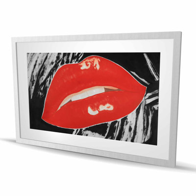 Kissable Glossy Lips Black Framed Matted Print | Home Decor