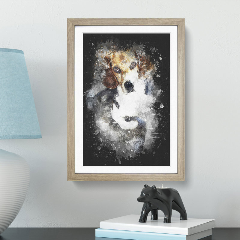 Beagle Dog - Picture Frame Graphic Art Print, 87cm H x 62cm W x 2cm D, Oak Framed