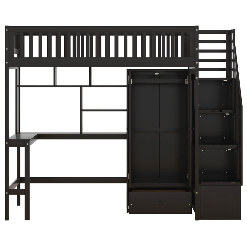Lit mezzanine simple avec tiroirs Imantas Kids, Espresso