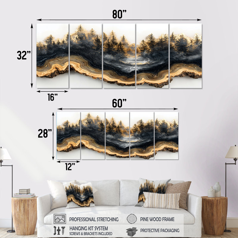Courant de cristal dans la forêt d'hiver rivière IV - Art mural forêt - décoration murale traditionnelle, H 28 po x l 60 po