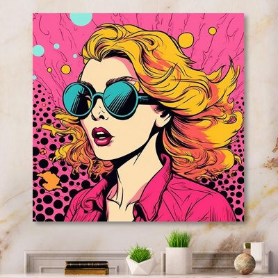 1950s Pop Art, portrait de femme rose I - impressions sur toile de célébrités