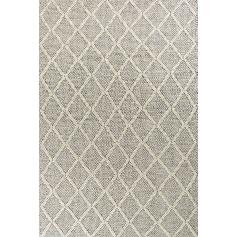 Tapis gris en laine tissé à la main Rinard, Rectangle 3 pi 3 po x 5 pi 3 po