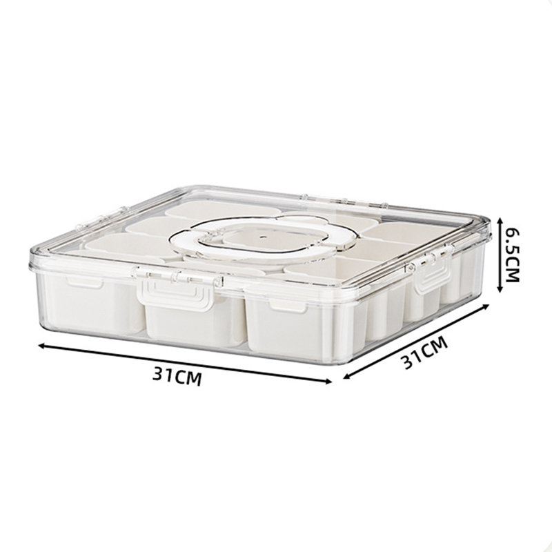 Food Serving Tray Storage Box with Hidden Handle 12 Grids Design Large Capacity Good Sealing