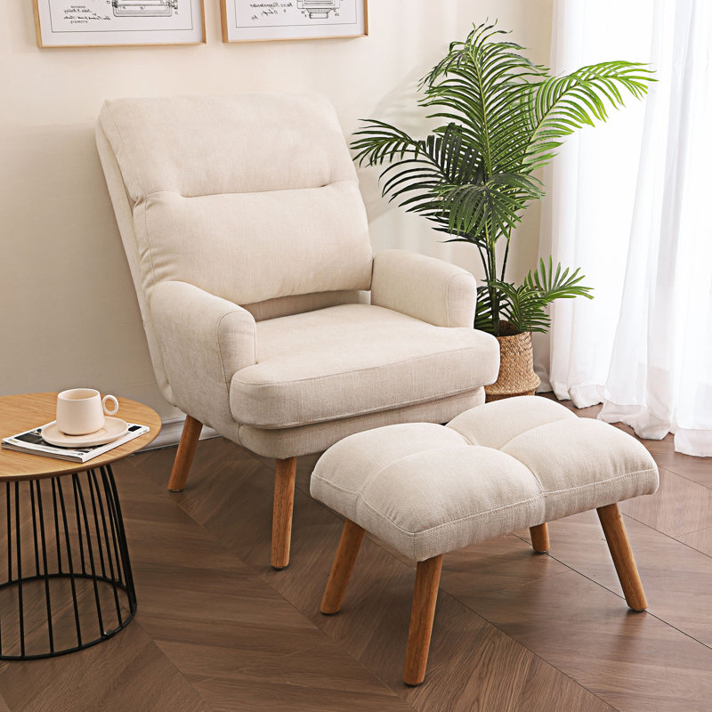 Ensemble de chaises d'appoint modernes avec repose-pieds, Beige