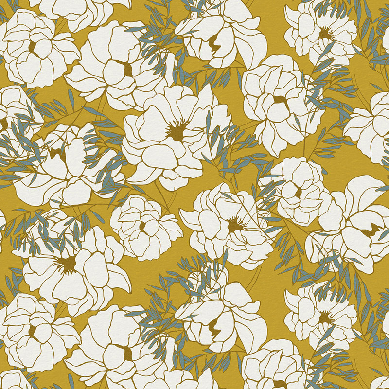 Olivia Mustard Paste The Wall Wallpaper 77.2" X 120"