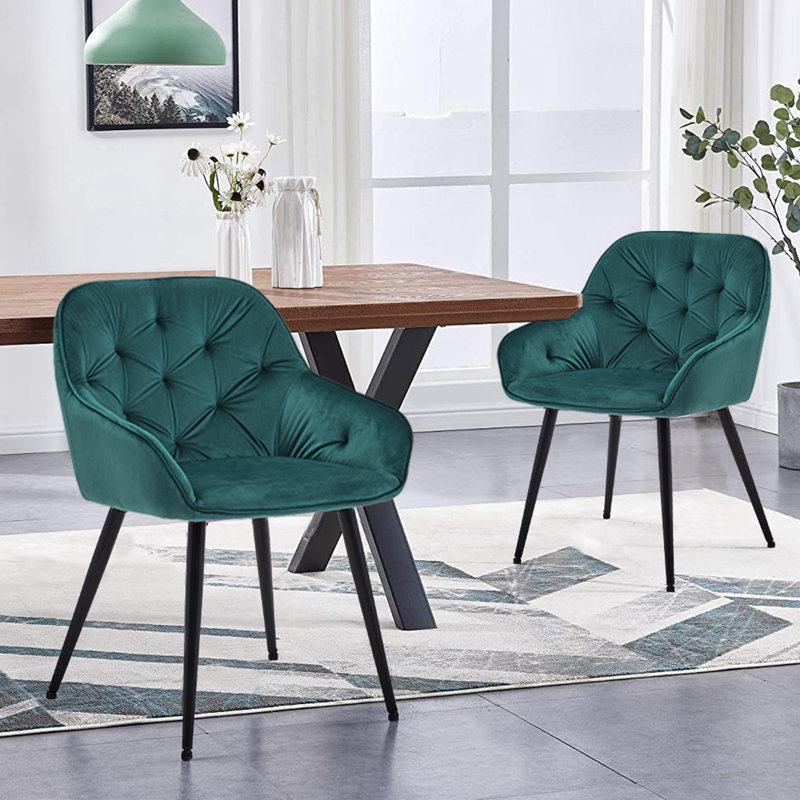 Waymire 49cm H Velvet Upholstered Side Chair, Green