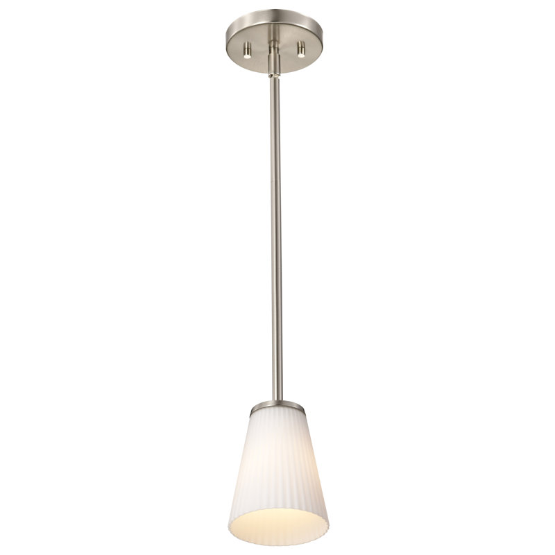 Grande suspension Royale - verre nervuré, H 5,75 po x l 4,92 po x P 4,92 po, Nickel brossé
