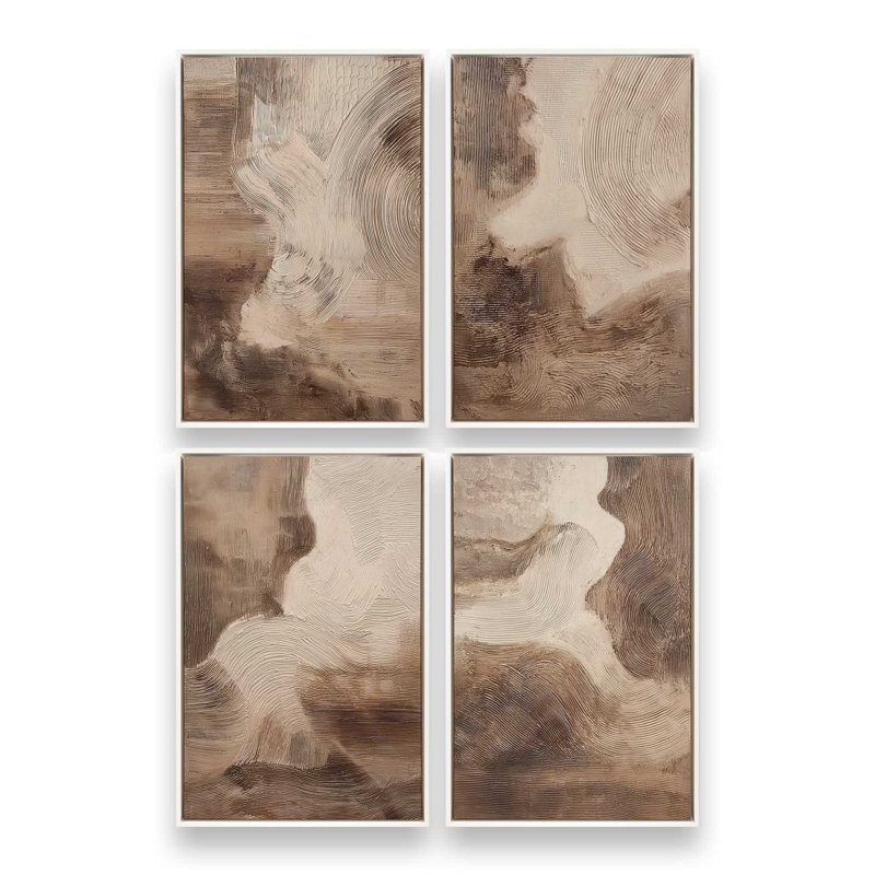 Ensemble de 4 impressions sur terre, 36 po x 24 po, Cadre flottant blanc opaque