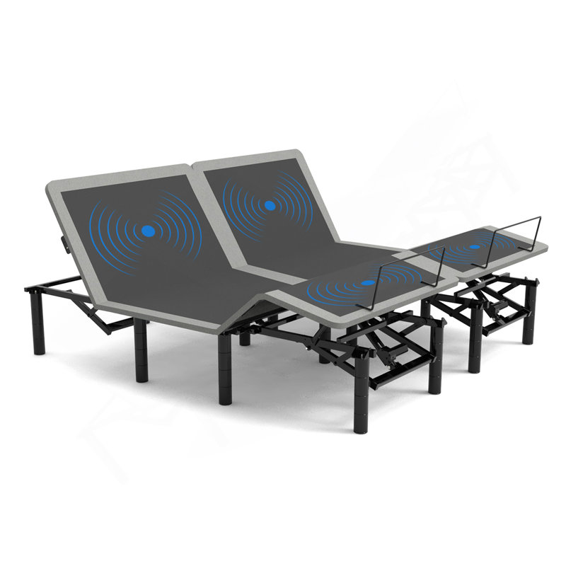 Adjustable Bed Frame With Massage Head  Foot Incline Split King Size Wireless Remote, Two Types Of USB Ports: Type-A And Type-C, LED Night Light, 4 Height-Adjustable Legs Easy Assembly