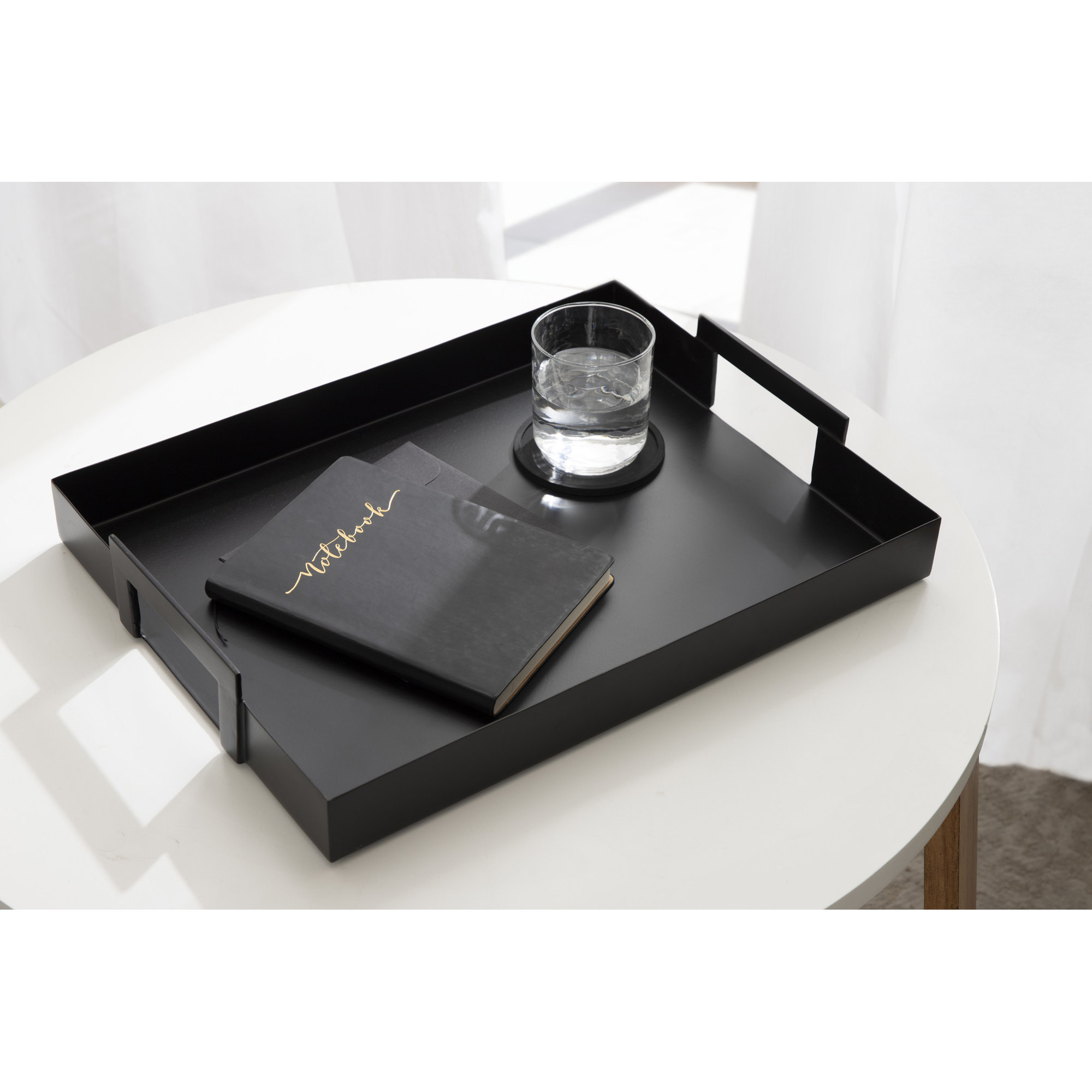 Zenia Metal Tray - Set of 1, Black