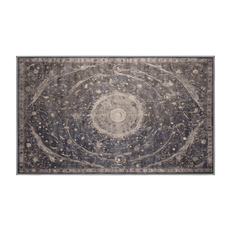 Machine Washable Gray Area Rug, Rectangle 7' x 10'