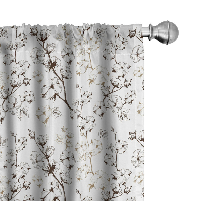Botanical Floral Semi-Sheer Rod Pocket Curtain Panels, 28" x 63"
