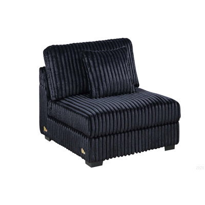 Chaise sans accoudoirs en velours côtelé noir 1 pièce