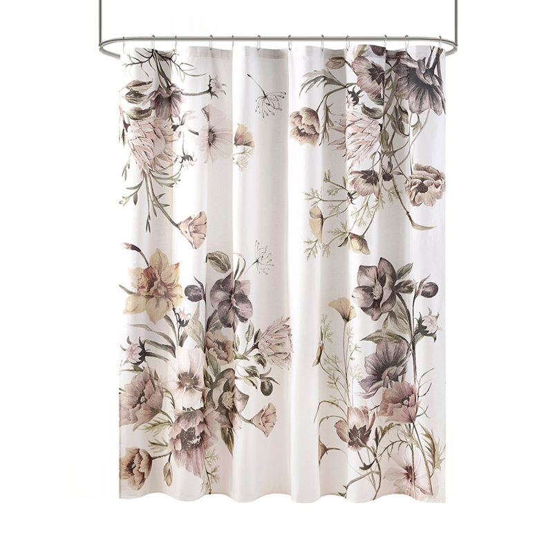 Rideau de douche en coton imprimé, Blush