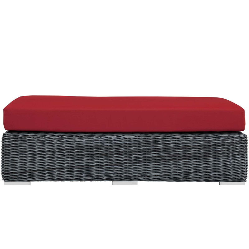 Repose-pieds d'extérieur rectangulaire Sunbrella Modway Summon, Toile Sunbrella® rouge Jockey