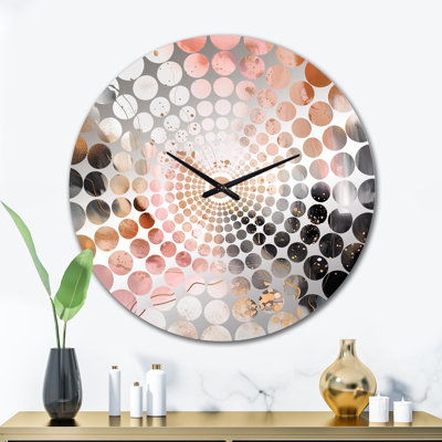 Horloge murale en marbre rose doré texturé III