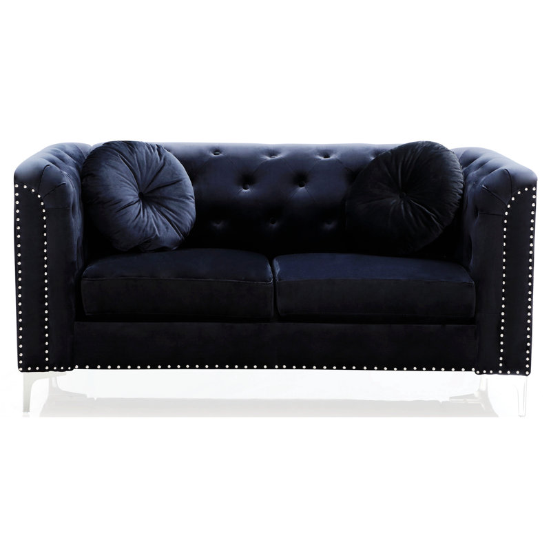 Causeuse de réception en tissu Marliz, Noir