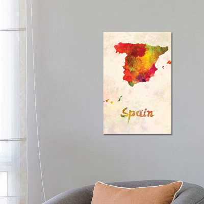 Spain in Watercolour 1 Piece Wrapped Canvas Painting