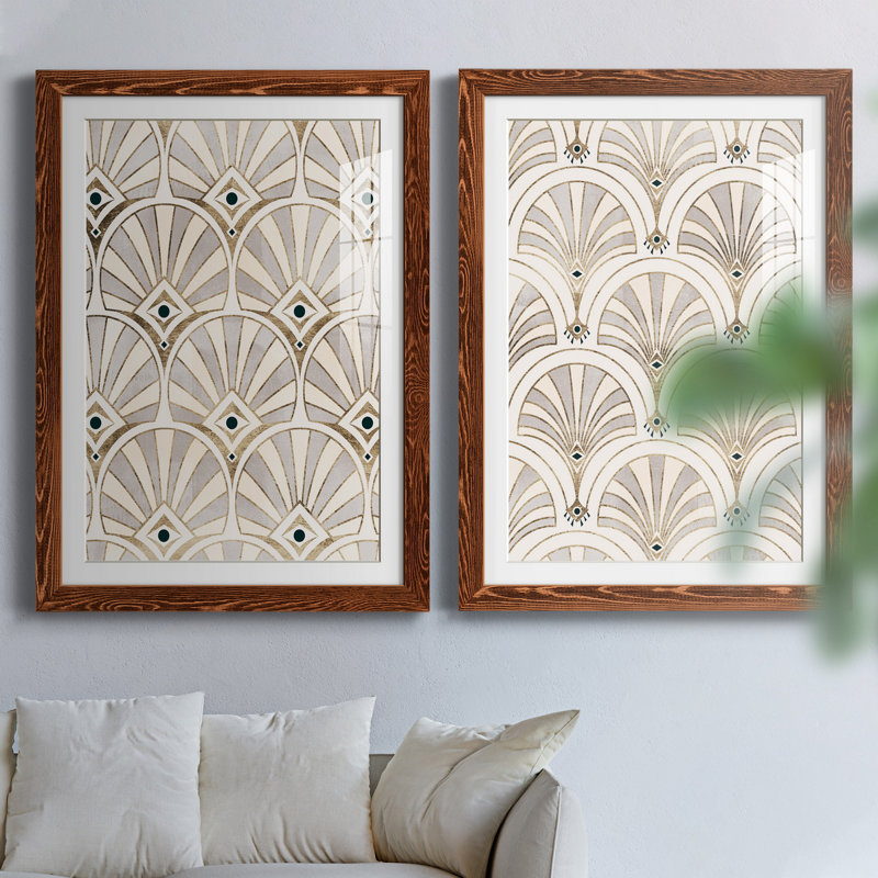 " Deco Patterning I " 2 - Pieces, Maple, 31.5" H x 47" W x 1.5" D