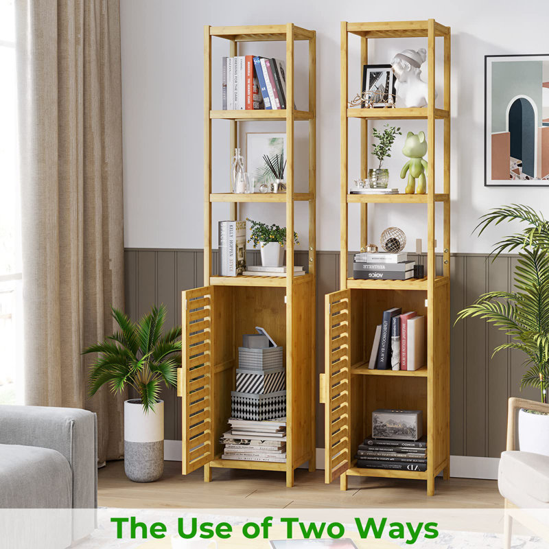 Grande armoire de rangement avec porte à volets et 3 tablettes, Naturel