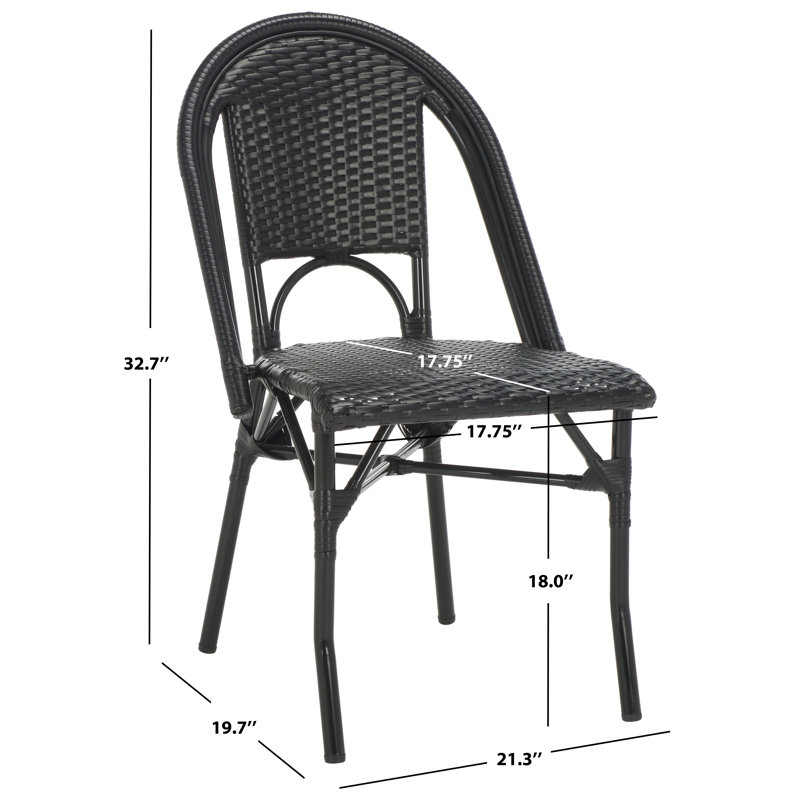 Torino Outdoor Dining Side Chair, Black/Black