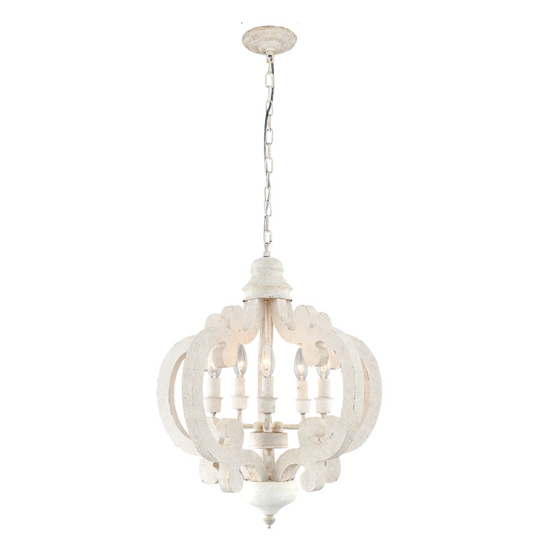 Lustre géométrique en bois 5 lumières Lazlo