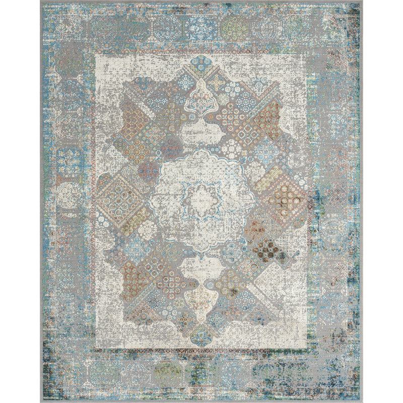 Lydian Oriental Area Rug in Blue, Rectangle 2' x 3'