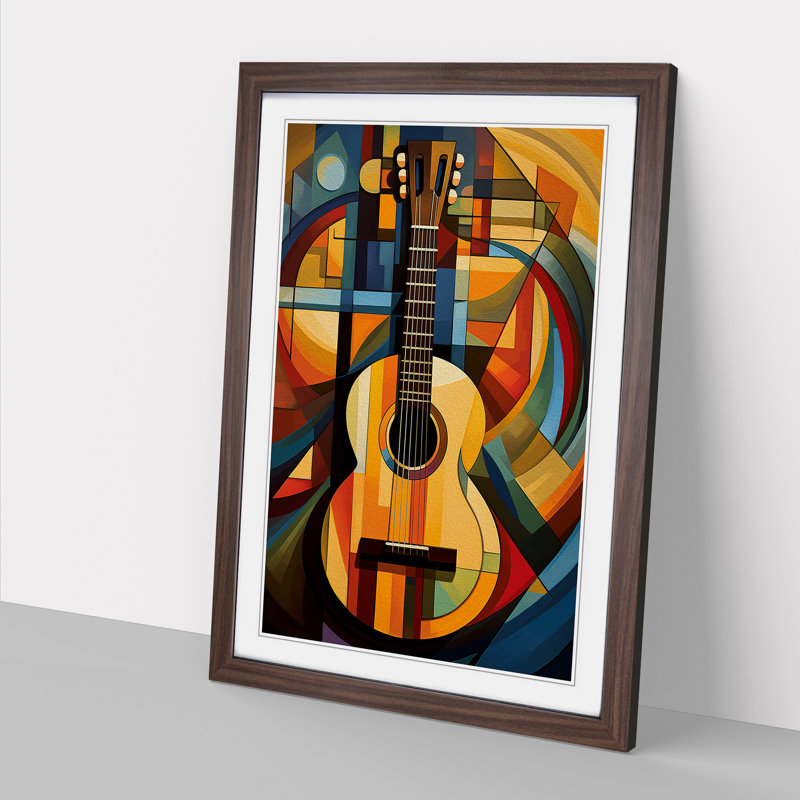 Acoustic Guitar Orphism No.2 - Framed Print, Walnut, 46cm H x 34cm W x 2cm D