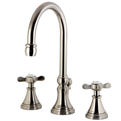 Kingston Brass Essex Two-Handle 3-Hole Deck Mount Widespread Bathroom Faucet with Brass Pop-Up Drain