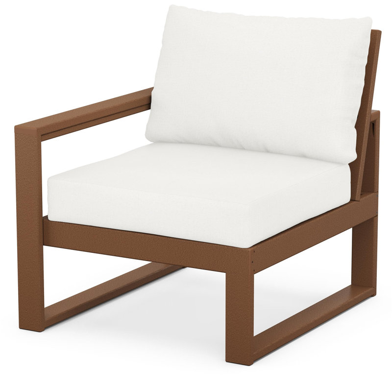 POLYWOOD Outdoor Lounge Chair, Natural Linen, Teak