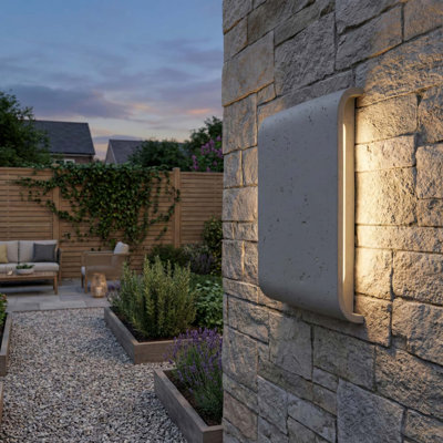  Stela Integrated LED 9in Outdoor Wall in Gray Travertine