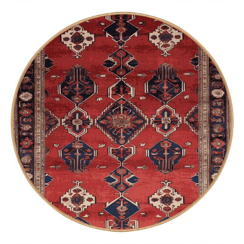 Machine Washable Persian Brown Area Rug, Round 8'