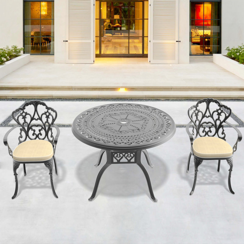 Ensemble de meubles de patio en aluminium coulé avec coussins, 2
