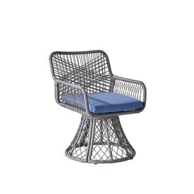 Chaise pivotante, chaises de salle à manger d'extérieur / d'intérieur avec tissage en osier, chaise berçante pivotante toutes saisons pour la cuisine, le salon, la pelouse, le porche ou le jardin (gris)